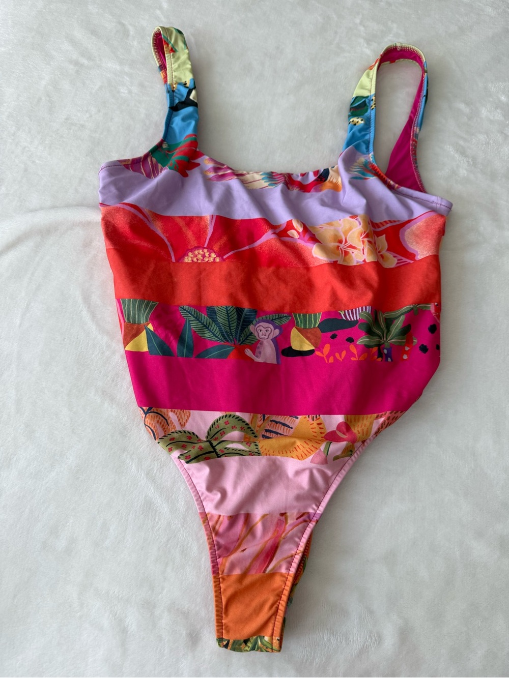 Farm Rio Rainbow Forest One Piece Swimsuit Size XL D88